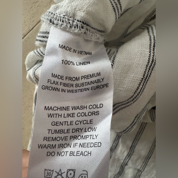 New Quince White Striped Linen Pants S - Picture 9 of 9